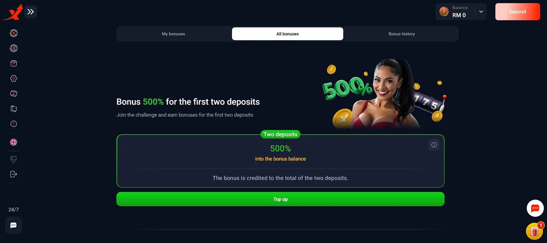 topx casino bonuses